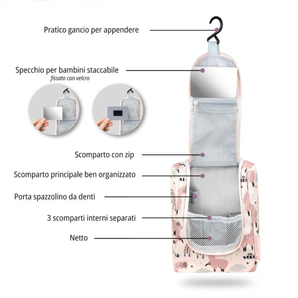 borsa da toilette per bambini lama