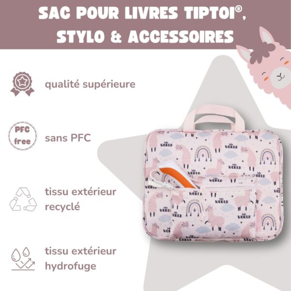 Sac de transport et de rangement pour enfants, adapté aux livres tiptoi.